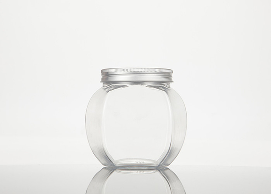 Food Grade PET Plastic Jar Container With Aluminum Lids 65mm