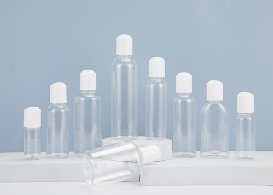 0.5oz 1oz 2oz 3oz 4oz Cosmo Round Plastic Bottles Clear PET With Press Disc Cap
