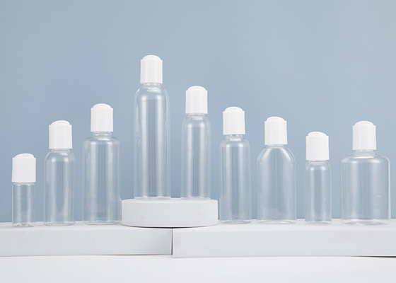 0.5oz 1oz 2oz 3oz 4oz Cosmo Round Plastic Bottles Clear PET With Press Disc Cap