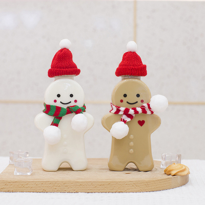 Christmas Plastic Juice Bottles With Leak Proof Cap , Empty Milk Tea Bottles
