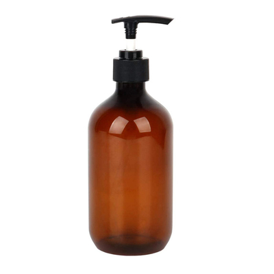 Refillable 16oz Empty Amber 500ml Plastic PET Lotion Bottle With Pump For Shampoo