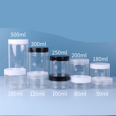 Food Grade Transparent 80ml 100ml 120ml 150ml 250ml 500ml 1000ml Frosted PET Plastic Jar With Lid