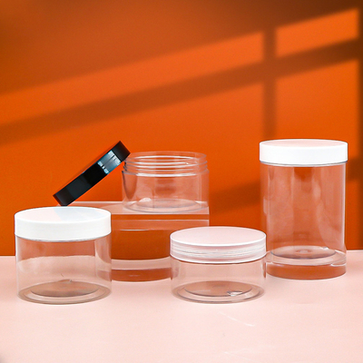 Food Grade Empty Cosmetic Body Scrub Facial Mask Container Pet Clear 30ml 500ml Plastic Jar With Lid