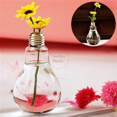 Hot Sale Juice Glass Jar Light Blub Shape With Lid 100ml Mini Size Lovely Light Bulb Shaped PET Plastic Bottle