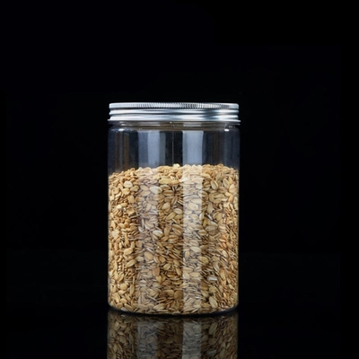 Custom 16oz 32oz 500ml 1000ml Clear Wide Mouth PET Jar With Aluminum Lid Transparent Food Storage Plastic Containers