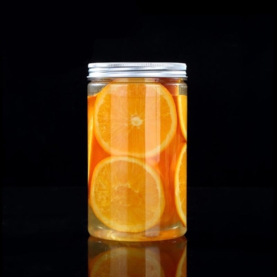 Custom 16oz 32oz 500ml 1000ml Clear Wide Mouth PET Jar With Aluminum Lid Transparent Food Storage Plastic Containers