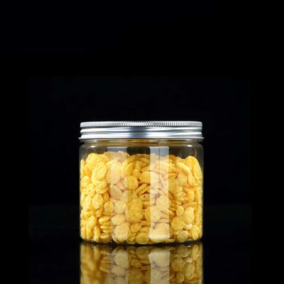 Custom 16oz 32oz 500ml 1000ml Clear Wide Mouth PET Jar With Aluminum Lid Transparent Food Storage Plastic Containers