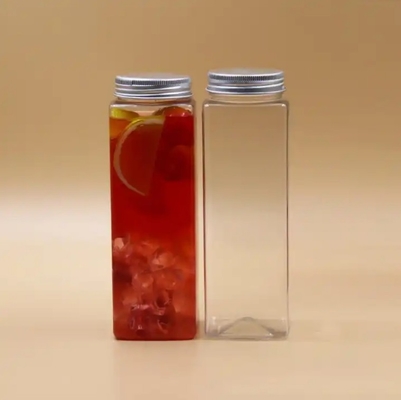Square Round Insulated Milk Tea Bottles with Handle 0.5kg Weight Screw on Lid