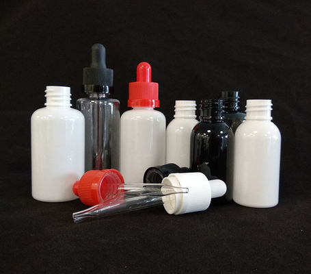 Custom Logo Dropper Bottles Set Transparent Black Various Sizes 10ml-120ml Smooth Surface 5000pcs Print