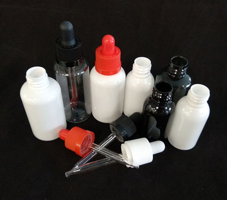 Custom Logo Dropper Bottles Set Transparent Black Various Sizes 10ml-120ml Smooth Surface 5000pcs Print
