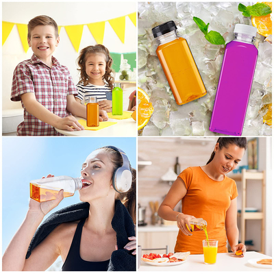 Modern Square Round Plastic Bubble Tea Jugs With Handle Leak Proof Lid 120ml-500ml Capacity