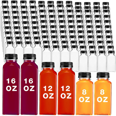 Modern Square Round Plastic Bubble Tea Jugs With Handle Leak Proof Lid 120ml-500ml Capacity