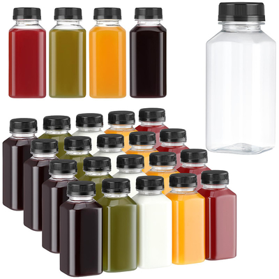 Square Round Plastic Milk Tea Bottles With Handle Clear 120ml 250ml 350ml 500ml Capacity