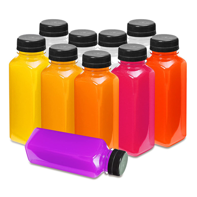 Square Round Plastic Milk Tea Bottles With Handle Clear 120ml 250ml 350ml 500ml Capacity