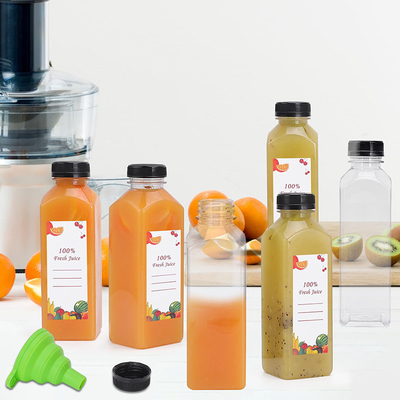 Leak Proof Modern Square Round Milk Tea Bottle With Screw On Lid