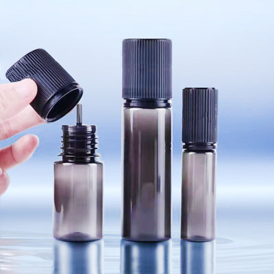 Childproof Round Transparent E Liquid Bottles Custom Logo Screen Printing Neck Type