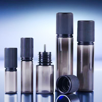 Childproof Round Transparent E Liquid Bottles Custom Logo Screen Printing Neck Type