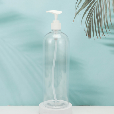 Round PMMA Plastic Lotion Bottles Customizable Shape PET Collar UV Electroplated Cap 250ml-500ml