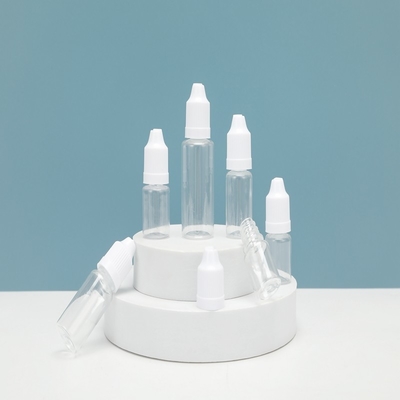 Customizable Transparent Childproof E Liquid Bottles Various Sizes Available for Personalized Logo Design.