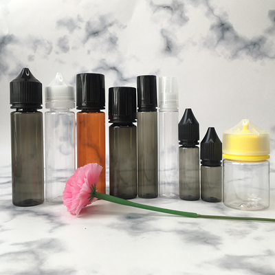 Childproof Transparent Round PET E Liquid Bottles with Screw Cap