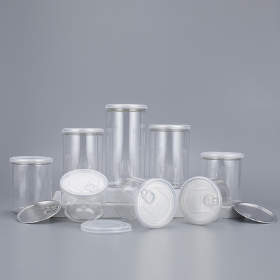 Customizable Transparent Plastic Jar Containers with Aluminum Lid Various Sizes 2oz-8oz for Beauty Products.