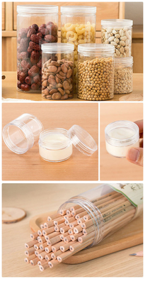 Customizable Plastic Containers With Various Capacities And Dual Plastic/Aluminum Lids