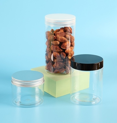 Customizable Plastic Jar Containers With Aluminum Sealing Lid For Transparent Storage