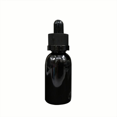 Customized Logo Transparent Black Dropper Bottles With Screw Caps