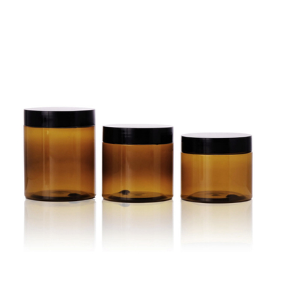 Food Grade Custom Empty Wide PET Packaging 100g 150g 200g 8oz 4oz Cosmetic Clear White Black Plastic Jar With Lid