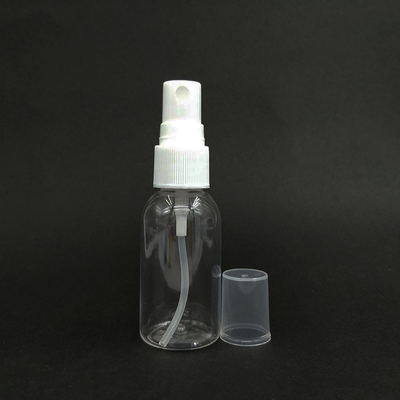 30ml Ounce PET Plastic Empty Refillable Clear Mist Spray Bottle With Black White Caps