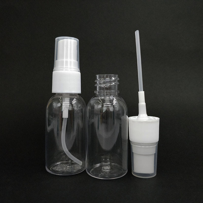 30ml Ounce PET Plastic Empty Refillable Clear Mist Spray Bottle With Black White Caps