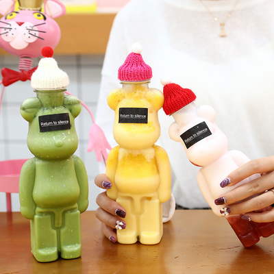Customizable Plastic Milk Tea Bottle Jugs With Screw On Lids And Handles