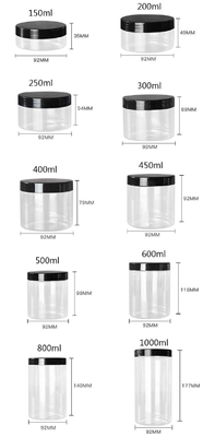 PET Jars Food Grade White Plastic 4oz 8oz 300ml 500ml Round Shape Empty Eye Cream Face Cream Jars Container 16oz