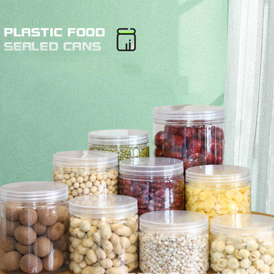 Custom Round Black Clear Plastic Jars With Lids PET Container for Food Packing