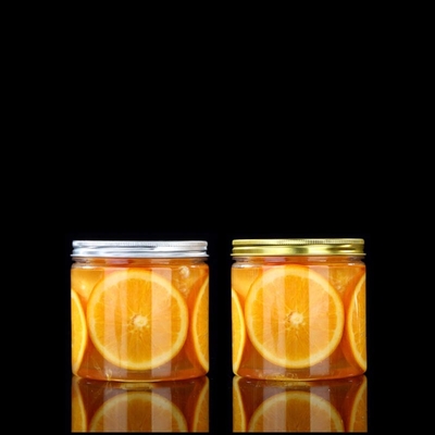 Recomed Large Plastic Spice Jar Cookies Plastic Jar Transparent Plastic Jar Gold Lid with Custom Private Label
