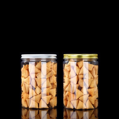 Recomed Large Plastic Spice Jar Cookies Plastic Jar Transparent Plastic Jar Gold Lid with Custom Private Label