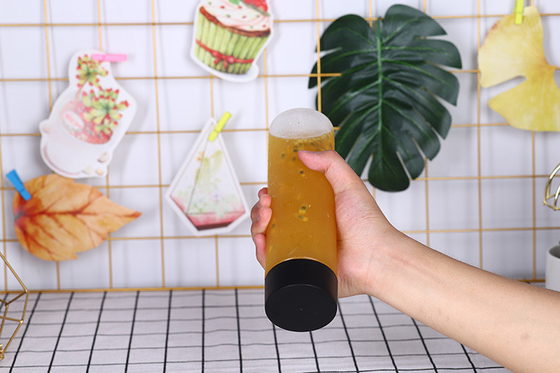Double Walled Leakproof Disposable Plastic Square Clear To Go Milk Tea Bottle