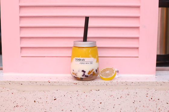 Leak Proof Colorful Plastic Handle Milk Tea Juice Bottles