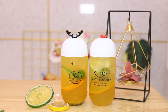Leakproof Plastic Milk Tea Bottles With Screw On Lid