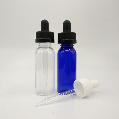 Custom Transparent Glass Dropper Bottles Black Screw Cap For Various Liquid Storage
