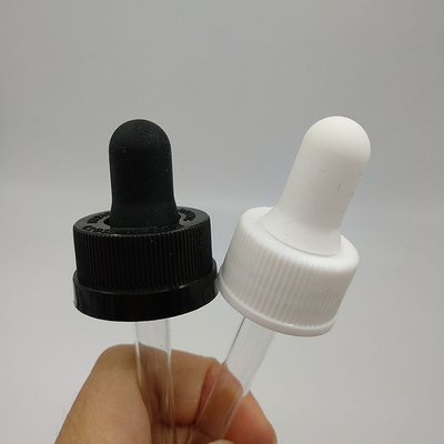 Custom Transparent Glass Dropper Bottles Black Screw Cap For Various Liquid Storage