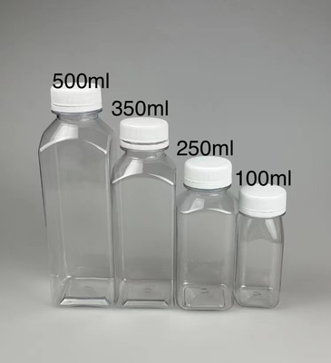 Leak Proof Square Clear Plastic Milk Tea Bottles With Durable Handles