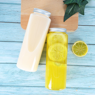 Transparent 500ml Plastic Bubble Tea Jugs With Handle And Screw On Lid