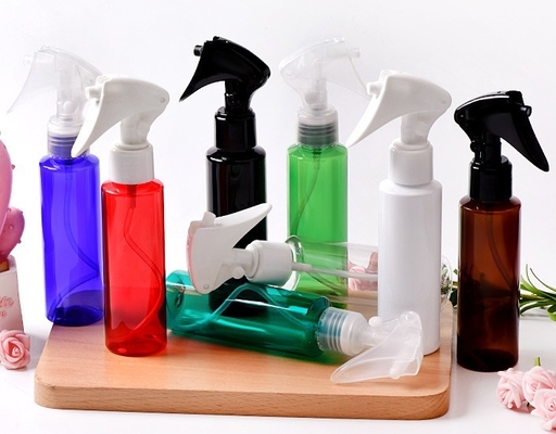 Customizable Pink Clear Plastic Bottle / Pump Action PET Bottle For Cosmetic Dispensing