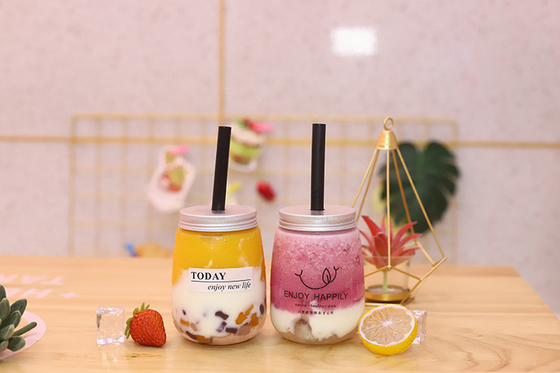 Leak Proof Screw On Lid Plastic Milk Tea Bottles For Bubble Tea