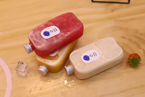 Square And Round Clear Drink Milk Tea Bottles With Leak Proof Screw On Lids