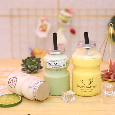 Medium Milk Tea Bottles With Screw On Lid Customizable And Medium Size