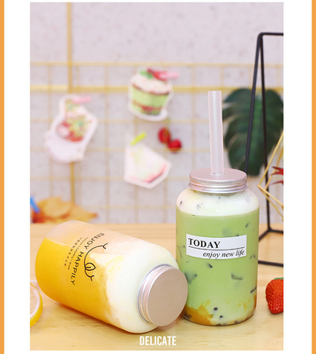 Medium Sized Milk Tea Bottles With Screw On Lid And Leak Proof Function
