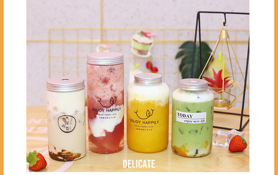 Medium Sized Milk Tea Bottles With Screw On Lid And Leak Proof Function