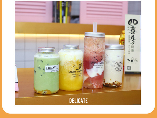 Medium Sized Milk Tea Bottles With Screw On Lid And Leak Proof Function